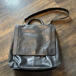 Vintage KENNETH COLE New York Brown Leather Laptop Shoulder Bag